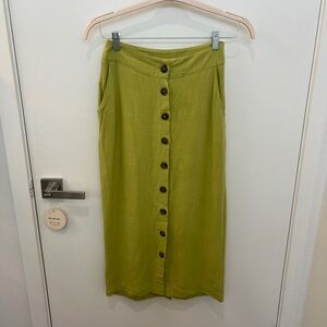 ASOS Olive Button-Front Midi Skirt